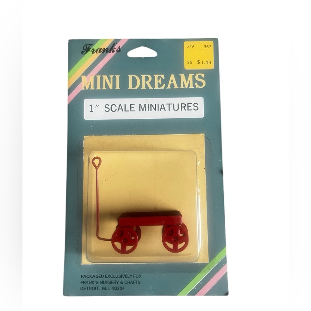 Mini Dreams 1:12 Dollhouse Miniature Red Wagon Cart NOS Sealed Frank's Nursery